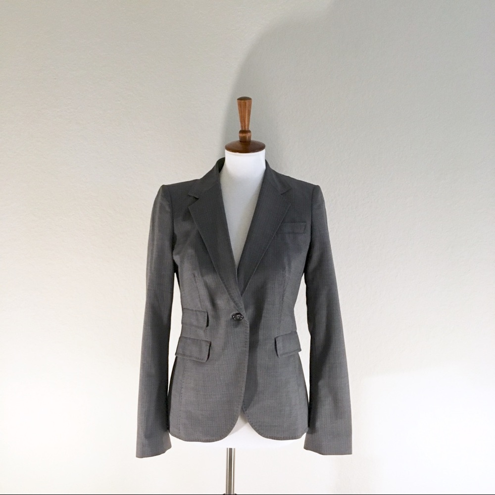 Banana Republic One Button Grey Wool Blend Blazer